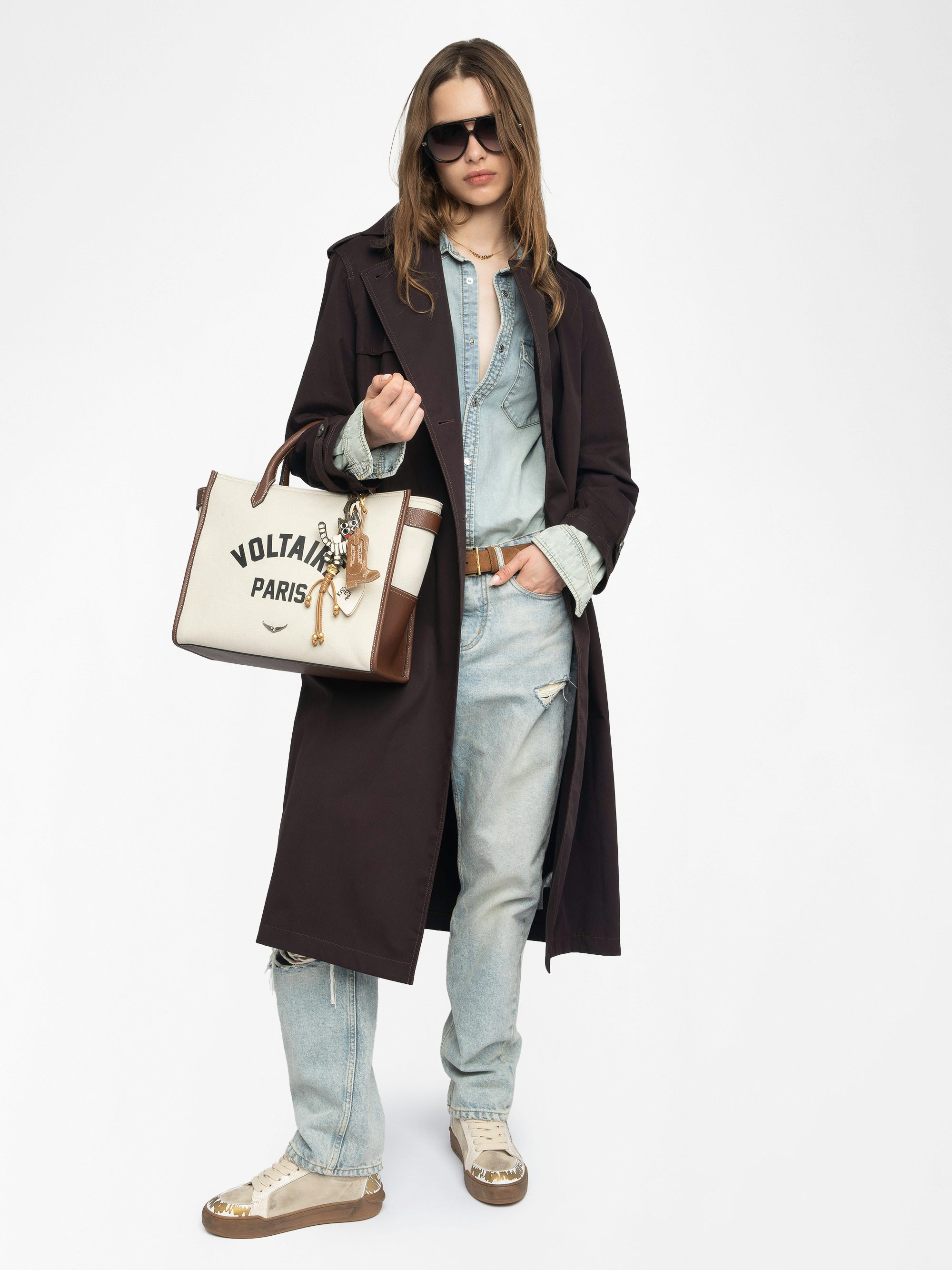 Kenar Trench Coat - Crisp cotton trench coat, long sleeves, removable belt and double-breasted button fastening.